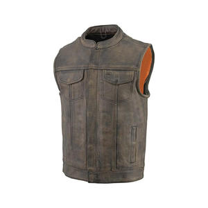 Gilets en cuir véritable pour homme et femme, vêtements d'extérieur tendance, gilet en cuir véritable noir / dernier design sans manches rembourré - Product Image 1