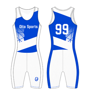 Royal Blue and White Rowing Champ Suit <b>Mens</b> Sleeveless Competition Uniform Performance Racing Singlet Custom Wholesale Team - Product Image 1