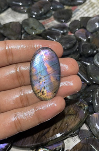Wholesale Natural High Quality Multi Color Fire Spectrolite Labradorite Loose Gemstone Pear Rectangle Oval Cabochon Flat Back - Product Image 2