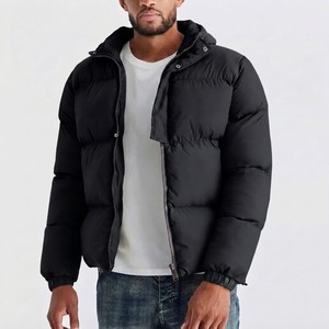2026 <b>Men</b> Color Block Hooded Puffer <b>Jacket</b> Canvas Navy Blue Brown <b>White</b> Quilted Winter Insulated Casual Outdoor Outerwear - Product Image 4