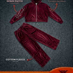 Conjuntos Deportivos de Invierno con Capucha para Hombre, 400 GSM, Felpa de Algodón, Ecológicos, de Secado Rápido, Bordados con Pedrería Brillante - Product Image 3