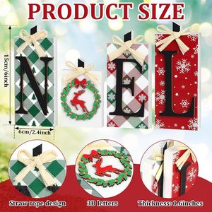 Set di 4 Decorazioni Natalizie Rustiche da Tavolo, Centrotavola Autoportante, Decorazioni in Legno per Feste Natalizie - Product Image 1