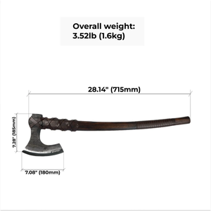 Tomahawk Táctico de Acero al Carbono Forjado a Mano, Hoja de 4.75 Pulgadas, Mango de Madera Envuelto en Cuero Personalizado, Longitud Total de 28 Pulgadas, para Uso en Supervivencia - Product Image 2