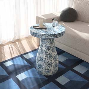Natural Mother Of Pearl Side <b>Table</b> Capiz Shell <b>Mosaic</b> Accent Stool Sea Shell Inlay Furniture For Living Room Home Decoration - Product Image 6