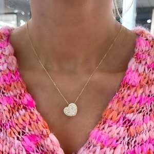 Heart Shape Lab Diamond Necklace 14k <b>Solid</b> <b>Gold</b> Pave Set 18 Inch CVD HPHT Diamond Fine Chain Layering <b>Pendant</b> Minimalist Jewelry - Product Image 4