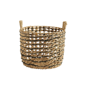 Best Quality Round Seagrass <b>Baskets</b> for Storage Twisted Weave Black <b>Bathroom</b> Laundry <b>Basket</b> Made in Vietnam - Product Image 1