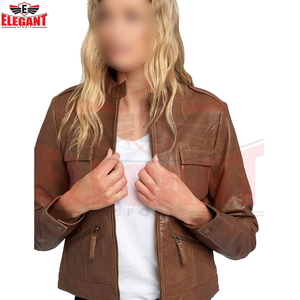 Wholesale Rate In Solid Different Contrast Color Good Selling Fully Customized Made <b>Women's</b> Genuine Leather <b>Jackets</b> - Product Image 5