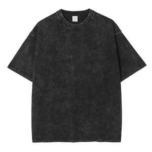 OEM ODM New Design Customizable 100% Cotton Formal <b>Men</b> T-<b>Shirt</b> Loose Fit Acid Wash Drop Shoulder Boxy <b>Silk</b> Screen Printed - Product Image 2