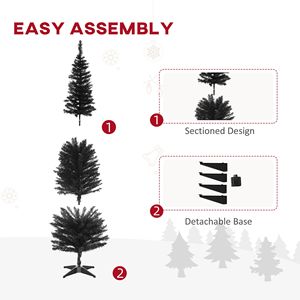 Albero di Natale Artificiale Nero Sottile da 1,8 m con 390 Punte Realistiche e Supporto in Plastica - Product Image 4