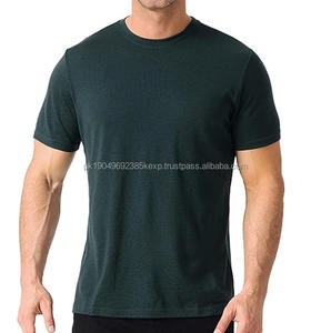 Camiseta de punto suave y cómoda de color amarillo liso, mezcla de lana merino, transpirable, de media manga, cuello redondo, top moderno de corte ajustado. - Product Image 3