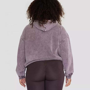 Sweat à capuche pour femme en coton épais, personnalisable, délavé à l'acide, nouveau design, haute qualité, couleur unie, respirant, écologique - Product Image 6
