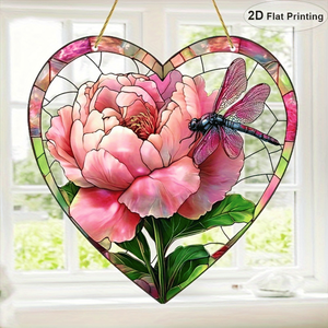 CIFbuy Bellissima Decorazione Acrilica da Appendere alla Finestra, Acchiappaluce a Forma di Libellula e Fiore, Ornamento da Giardino, Regalo per le Feste, Selezionato a Mano S - Product Image 4