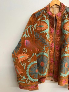 Veste en velours artisanale pour femmes, style vintage, veste courte kimono bomber, brodée, manteau chaud, cadeau unique pour elle - Product Image 3