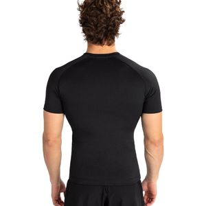 Men's Black Short Sleeve Slim Fit Sporty T-<b>Shirt</b> O-Neck Quick Dry Knitted Polyester Solid Color - Product Image 2