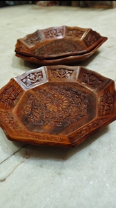 ชามไม้แกะสลักทำมือ ลายดอกไม้ตกแต่งอเนกประสงค์ สำหรับใส่ผลไม้ ของว่างแห้ง ของขวัญตกแต่งบ้านสไตล์เรียบง่าย - Product Image 3