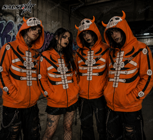 White Skeleton <b>Orange</b> Hoodie Halloween 3D Printed Skeleton Costume Hoodie Custom Unisex Zip Up Hooded <b>Sweatshirt</b> - Product Image 5