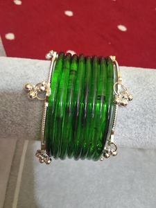 <b>Indian</b> Viral Jelly Green Clear Premium Kashmiri glass <b>Bangles</b> Set Trendy Wedding Daily Wear for Women Wholesale Price - Product Image 2