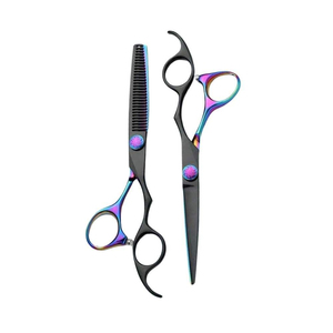 Juego de Tijeras de Barbero con Reposadígitos de Goma, Tijeras Profesionales de Acero Inoxidable para Recortar el Cabello, la Barba y el Bigote - Product Image 1