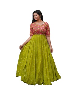 Vestido Informal de Última Moda para Mujer, Multicolor, Semi-Cosido, con Bordado, Dupatta, Kurti Hecho a Medida, Modal Viscosa - Product Image 1