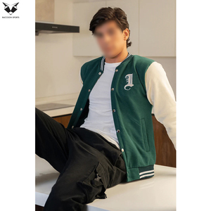 Custom Contrast Color Customized Logo Print Highest Quality Street Wear Varsity Jackets Latest Style Wool Winter Bomber Jacket - Product Image 4