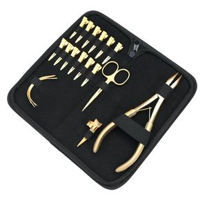 Kit de herramientas al por mayor para extensiones de cabello: microperlas, alicates de crimpado plano, agujas oscilantes, clips de seccionamiento para peinado, tijeras. - Product Image 1