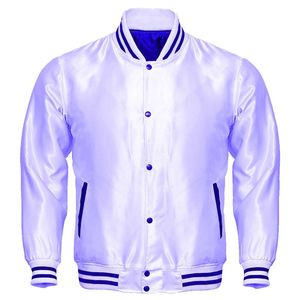 College Blank Embroidery Silk Bulk Wholesale Custom <b>Mens</b> Varsity Baseball Bomber Satin Jacket - Product Image 3
