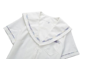 Costume d'uniforme scolaire japonais JK à manches courtes de style collège pour femmes en coton violet de haute qualité, robes d'école, haut de chemise - Product Image 6