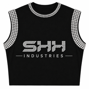 SHH INDUSTRIES Custom High Quality Rhinestone <b>Tank</b> <b>Top</b> New Trendy <b>Vintage</b> Style 100% Cotton Soft Breathable Fabric For Unisex - Product Image 1