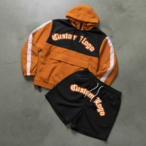 Custom Summer Men's <b>Short</b> Set Two Pieces Hoodie <b>Jacket</b> and <b>Shorts</b> Set Nylon Windbreaker Tracksuits - Product Image 6