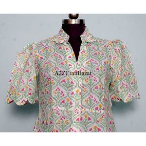 Robe Kangourou en Coton Imprimée à la Main à Motifs Floraux, Moderne, Lavable, Décontractée, pour Fêtes, Mariages, Tenue d'Été, Élégante pour Femme - Product Image 2