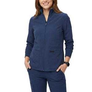 OEM Men Women's Scrub Jacket Medical Uniform Full Zipper Pockets <b>Mock</b> <b>Neck</b> Ribbed Cuffs Wholesale Custom Design Scrub Jackets - Product Image 1