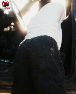 Black Washed Denim Cargo <b>Jeans</b> Men Straight Leg <b>Workwear</b> Pants Custom Logo Streetwear Trousers Black Cargo <b>Jeans</b> Men High Waist - Product Image 2