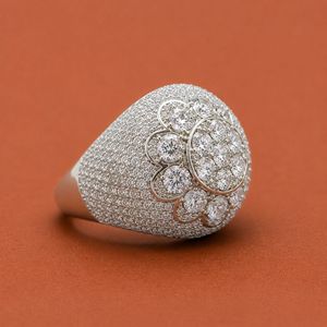 925 <b>Sterling</b> <b>Silver</b> Prong Setting Round Diamond Moissanite Hip Hop Wedding Iced <b>Ring</b> for <b>Men</b> - Product Image 2