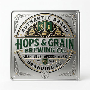 Panneaux en étain personnalisés avec logo pour brasserie artisanale, salle de brassage et bar – Aluminium gaufré, fabrication OEM, certifié EN71 - Product Image 4