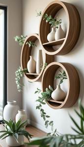 Étagères murales en bois décoratives, présentoir mural flottant, porte-plantes, porte-bougie pour la décoration de la maison - Product Image 4
