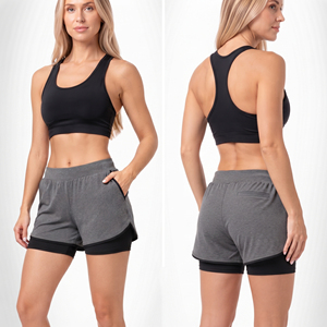 <b>Women</b> High <b>Waist</b> Sport <b>Shorts</b> Breathable Knitted <b>Elastic</b> <b>Waist</b> Regular Fit Athletic <b>Shorts</b> Double Layer Gym Workout <b>Shorts</b> - Product Image 3