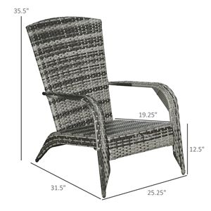 Sedia Adirondack da Esterno in Vimini con Braciere, Pieghevole, Cuscini Morbidi, Schienale Alto Curvo, Confortevole - Product Image 3