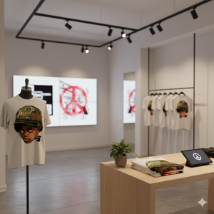 T-shirt noir pour homme en coton lourd 100 %, coupe courte et ample, impression DTG personnalisée, manches courtes. - Product Image 3