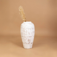 Nouvelle Arrivée Vase de Sol Art Déco Post-moderne Blanc et Marron en Céramique et Terre Cuite, Fait Main, pour Entrée, Bureau, Décoration Intérieure et Mariage