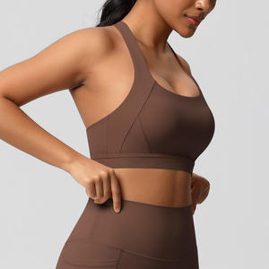 Soutien-gorge de sport pour femme, design dos croisé élégant, maintien élevé, compression, pour yoga et gym, en nylon et coton - Product Image 4