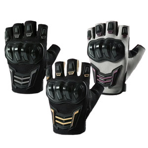 Unisex Half Finger Non-Slip Polyester Riding Gloves with Protective <b>Padding</b> and Hook & Loop Closure for Cycling Summer Use - Product Image 4