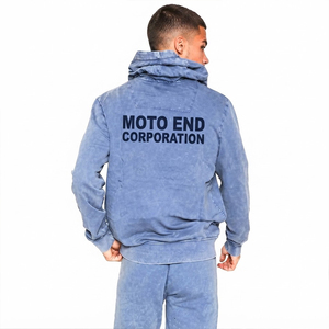 Ensemble de sweat-shirt à capuche bleu pour homme, en coton French Terry, jogging décontracté, coupe régulière, vêtements d'automne - Product Image 3