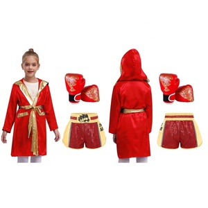 Disfraz de Boxeo para Niños y Niñas de 6 a 16 Años, Túnica Metálica con Capucha, Pantalones Cortos y Guantes de Boxeo, para Actuaciones y Combates - Product Image 3