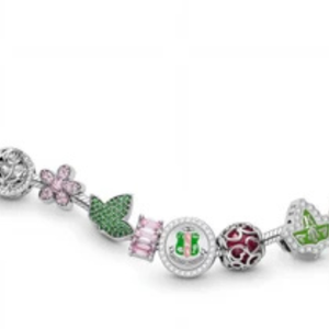   Bracelet à breloques de luxe pour femme, élégant, vert, rose et doré, bijou de mode, accessoire de poignet stylé - Product Image 4