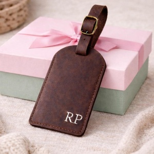 Genuine Leather Luggage <b>Tags</b> Personalized Travel Bag <b>Tags</b> Privacy Flap <b>Suitcase</b> Labels Custom Logo Bulk LMP-0268 - Product Image 5