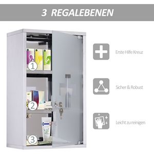 Armadietto per Medicinali in Acciaio Inox con Serratura 30x50 cm, 3 Ripiani per Bagno, Armadietto Medico - Product Image 6