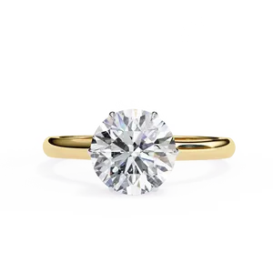 Exquisito anillo de diamante cultivado en laboratorio con corte redondo y halo oculto, piedra central de color E, engastada en oro macizo de 18 quilates, para boda o compromiso. - Product Image 1