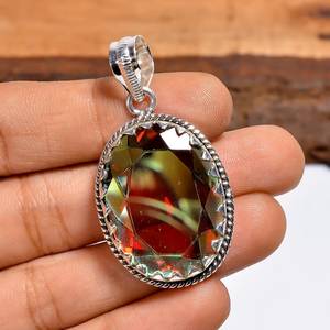 Colgante de cuarzo místico, plata de ley 925, piedra preciosa arcoíris, collar hecho a mano, joyería bohemia, regalo para mujer - Product Image 4