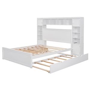 Letto matrimoniale in legno con armadio e scaffale integrati, letto estraibile Twin XL bianco - per bambini - Product Image 4
