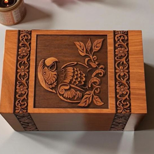Wooden Urn with Decorative Lid for Ashes Classic Wooden Cremation Urn with Natural Finish by AYAANS - Product Image 6